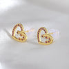 Women's Copper Heartshaped And Fivepointed Star Earrings With Electroplating Little Fresh Style