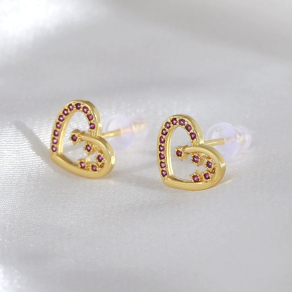 Women's Copper Heartshaped And Fivepointed Star Earrings With Electroplating Little Fresh Style