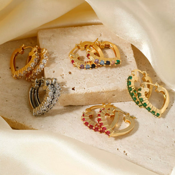 Women's Copper Heartshaped Electroplated Earrings