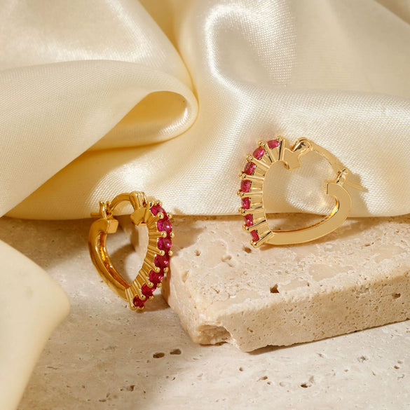 Women's Copper Heartshaped Electroplated Earrings