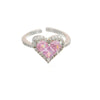 Women's Copper Heartshaped Ring Inlaid With Zircon Electroplated Light Luxury Style