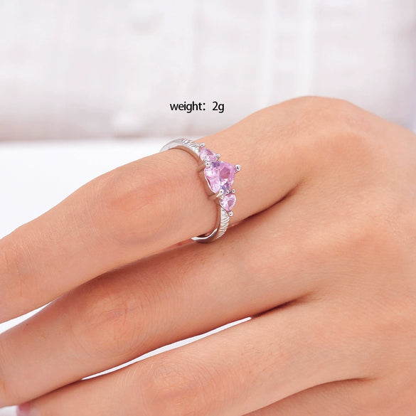 Women's Copper Heartshaped Ring Inlaid With Zircon Electroplated Light Luxury Style