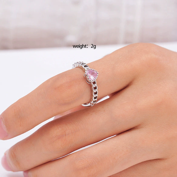 Women's Copper Heartshaped Ring Inlaid With Zircon Electroplated Light Luxury Style