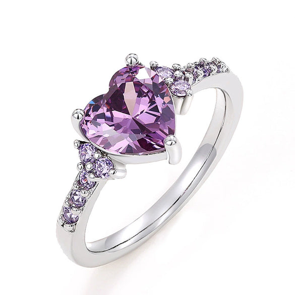 Women's Copper Heartshaped Ring With Zirconia Design