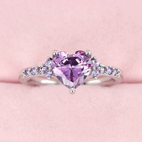 Women's Copper Heartshaped Ring With Zirconia Design