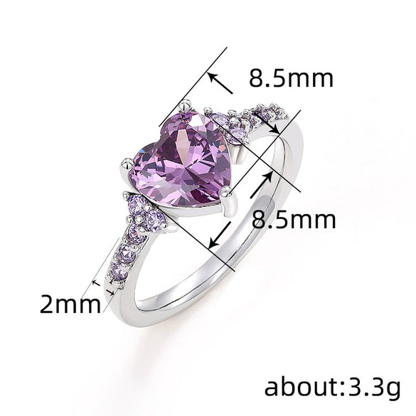 Women's Copper Heartshaped Ring With Zirconia Design