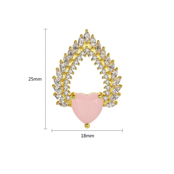 Women's Copper Heartshaped Zircon Drop Earrings With Electroplated Finish Fashion Jewelry Gift