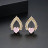 Women's Copper Heartshaped Zircon Drop Earrings With Electroplated Finish Fashion Jewelry Gift