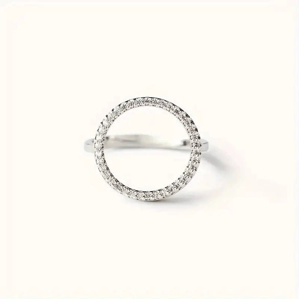 Women's Copper Hollow Round Geometric Microinlaid Zircon Casual Ring