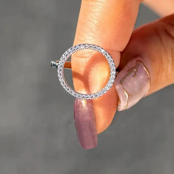 Women's Copper Hollow Round Geometric Microinlaid Zircon Casual Ring