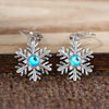 Women's Copper Imitation Moonstone Snowflake Flower Earrings For Christmas Festive Holiday Style