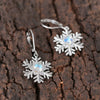 Women's Copper Imitation Moonstone Snowflake Flower Earrings For Christmas Festive Holiday Style