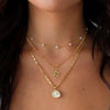 Women's Copper Imitation Pearl Shell Pendant Necklace With Geometric Design Multi Layer Electroplated Fashion Jewelry Gift