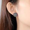Women's Copper Inlaid Zircon Geometric Disc Earrings Retro Electroplated Fashion Jewelry
