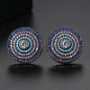 Women's Copper Inlaid Zircon Geometric Disc Earrings Retro Electroplated Fashion Jewelry