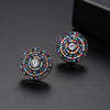 Women's Copper Inlaid Zircon Geometric Disc Earrings Retro Electroplated Fashion Jewelry