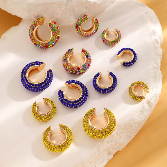 Women's Copper Inlaid Zircon Geometric Ushaped Cring Cshaped Ear Clips