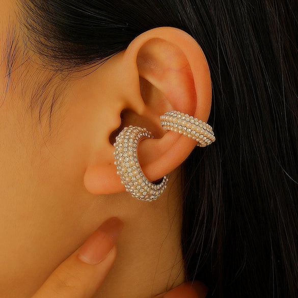 Women's Copper Inlaid Zircon Geometric Ushaped Cring Cshaped Ear Clips