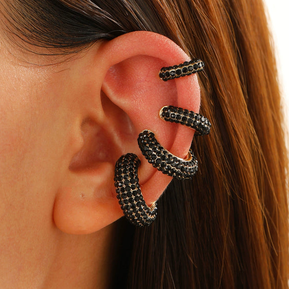 Women's Copper Inlaid Zircon Geometric Ushaped Cring Cshaped Ear Clips