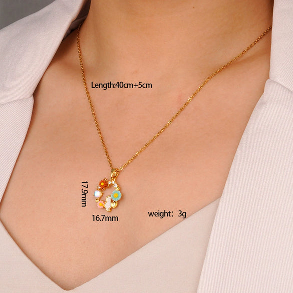 Women's Copper Inlaid Zircon Heart Shape Pendant Ochain Jewelry Light Luxury Style Electroplating