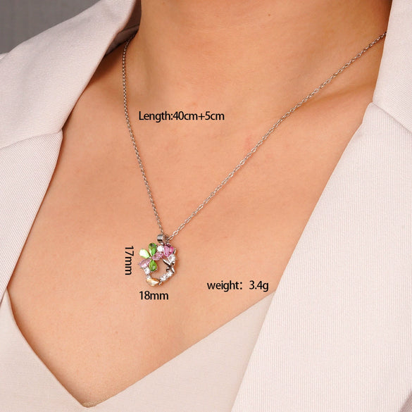 Women's Copper Inlaid Zircon Heart Shape Pendant Ochain Jewelry Light Luxury Style Electroplating