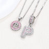 Women's Copper Inlaid Zircon Pendant Necklace With Geometric Pattern And Letter Shape Set With Diamonds