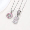 Women's Copper Inlaid Zircon Pendant Necklace With Geometric Pattern And Letter Shape Set With Diamonds