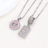 Women's Copper Inlaid Zircon Pendant Necklace With Geometric Pattern And Letter Shape Set With Diamonds