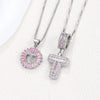 Women's Copper Inlaid Zircon Pendant Necklace With Geometric Pattern And Letter Shape Set With Diamonds