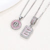 Women's Copper Inlaid Zircon Pendant Necklace With Geometric Pattern And Letter Shape Set With Diamonds