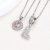 Women's Copper Inlaid Zircon Pendant Necklace With Geometric Pattern And Letter Shape Set With Diamonds
