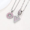Women's Copper Inlaid Zircon Pendant Necklace With Geometric Pattern And Letter Shape Set With Diamonds