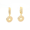 Women's Copper Inlaid Zircon Round Star Geometric Style Earrings