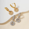 Women's Copper Inlaid Zircon Round Star Geometric Style Earrings