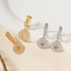 Women's Copper Inlaid Zircon Round Star Geometric Style Earrings