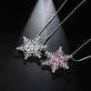 Women's Copper Inlaid Zircon Snowflake Necklace Snake Bone Chain Geometric Fashion Jewelry With Electroplated Finish