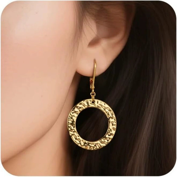 Women's Copper Irregular Hollow Circle Pendant Earrings Electroplated Geometric Fashion Jewelry