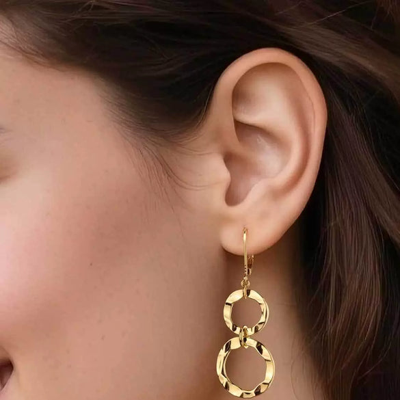 Women's Copper Irregular Hollow Circle Pendant Earrings Electroplated Geometric Fashion Jewelry
