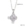 Women's Copper Jewelry Inlaid Zircon And Mixed Gemstone Fourleaf Clover Pendant With Geometric Pattern Electroplated O Chain Light Luxury Style