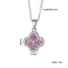 Women's Copper Jewelry Inlaid Zircon And Mixed Gemstone Fourleaf Clover Pendant With Geometric Pattern Electroplated O Chain Light Luxury Style