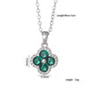 Women's Copper Jewelry Inlaid Zircon And Mixed Gemstone Fourleaf Clover Pendant With Geometric Pattern Electroplated O Chain Light Luxury Style