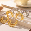 Women's Copper Jewelry Simple Woven Vintage Hollow Cshaped Earrings With Geometric Pattern And 18K Gold Plated Design