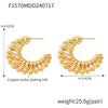 Women's Copper Jewelry Simple Woven Vintage Hollow Cshaped Earrings With Geometric Pattern And 18K Gold Plated Design
