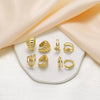 Women's Copper 18K Gold Plated Cshaped Earrings With Letters Numbers Text Pattern And Electroplating Process