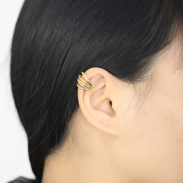 Women's Copper 18K Gold Plated Cshaped Earrings With Letters Numbers Text Pattern And Electroplating Process