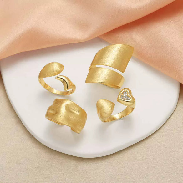 Women's Copper 18K Gold Plated Geometric Minimalist Irregular Opening Ring