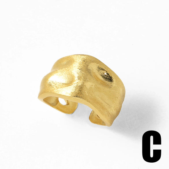 Women's Copper 18K Gold Plated Geometric Minimalist Irregular Opening Ring