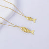 Women's Copper Koi Pendant Long Necklace Electroplated O Chain Animal Zodiac Style Jewelry