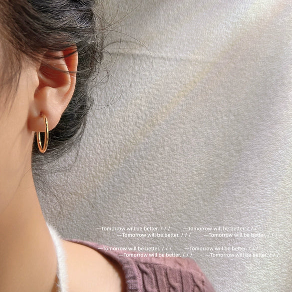Women's Copper Large Round Hoop Earrings Simple Geometric Electroplated Statement Earrings