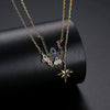 Women's Copper Layered Letter Pendant Necklace Elegant Fashion Collarbone Chain Jewelry